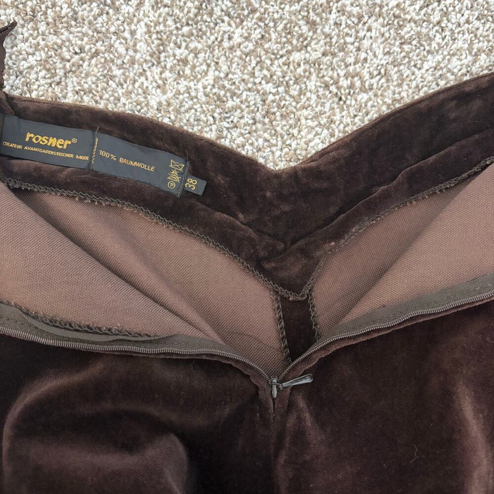 Vintage 70s Rosner Cotton Velvet Wide Leg Slacks West German High Rise Brown 8 - Picture 6 of 10